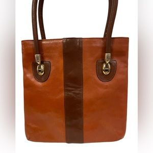 VALENTINA Vintage Leather Black Brown Shoulder Bag Purse​